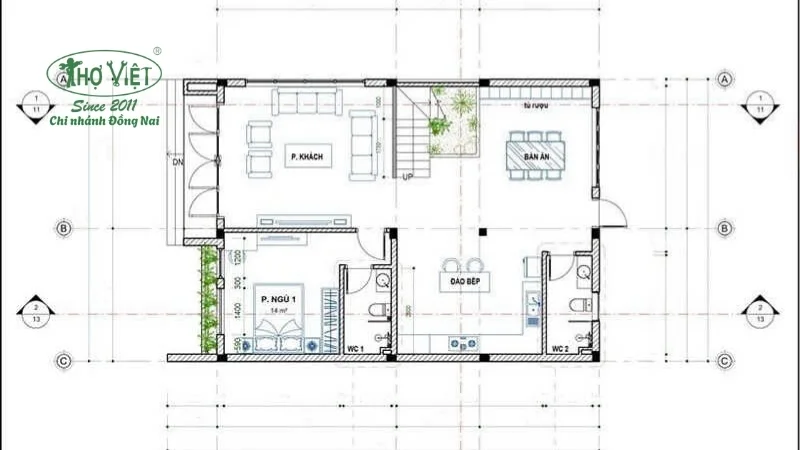 bản vẽ cad nhà 2 tầng 7x12m chi tiết 