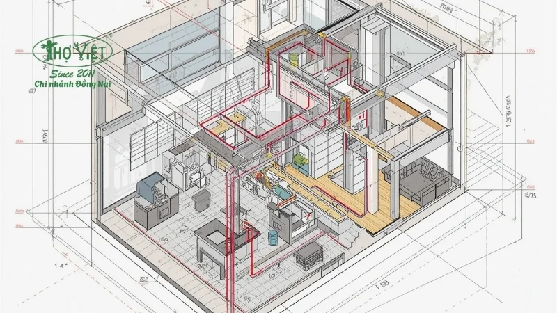 bản vẽ cad nhà 2 tầng 7x12m chi tiết 