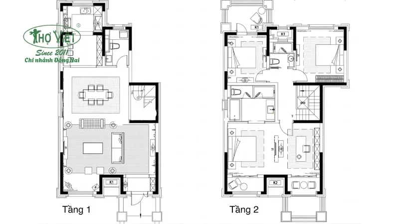 bản vẽ cad nhà 2 tầng 7x12m chi tiết 