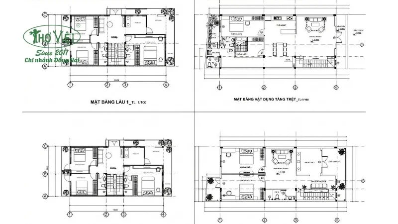 bản vẽ cad nhà 2 tầng 7x12m chi tiết 