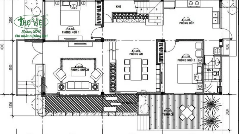 bản vẽ cad nhà 2 tầng 7x12m chi tiết