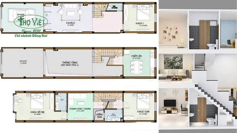 bản vẽ nhà 1 trệt 1 lửng 1 lầu