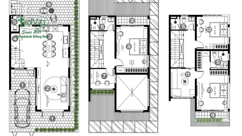 bản vẽ nhà 1 trệt 1 lửng 1 lầu