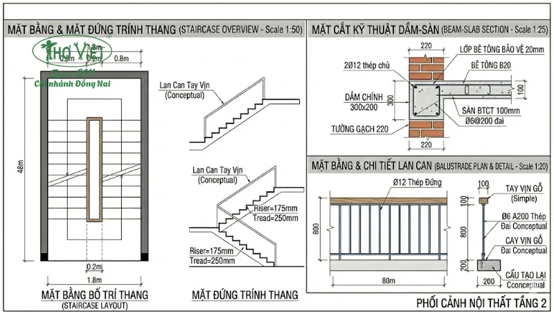 Mẫu bản vẽ nhà 2 tầng 4x13
