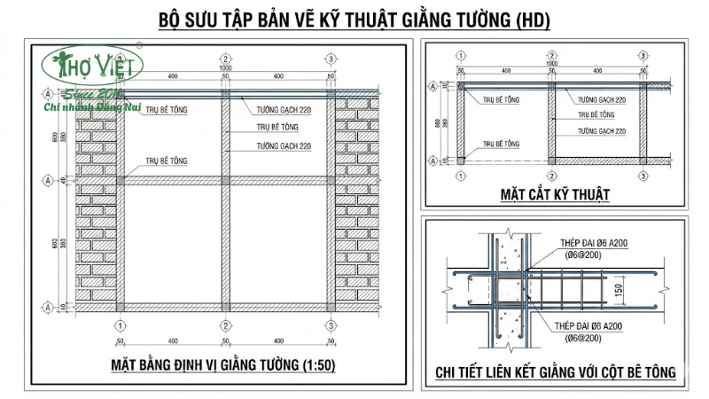 bản vẽ giằng tường