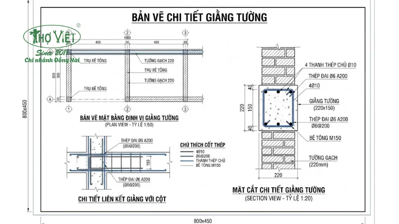bản vẽ giằng tường