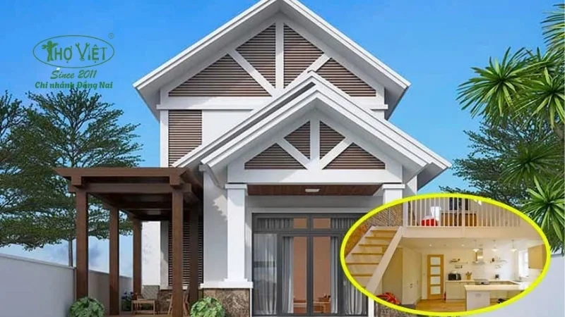Mẫu nhà cấp 4 có gác lửng