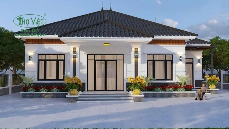 Mẫu nhà cấp 4 có mái ngói