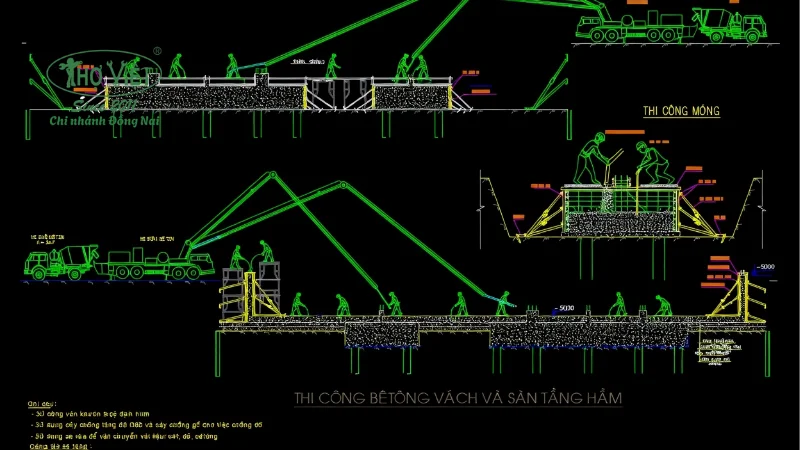 bản vẽ biện pháp thi công tầng hầm