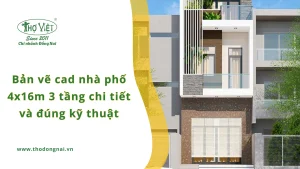 Bản vẽ cad nhà phố 4x16m 3 tầng chi tiết