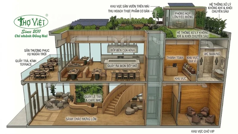 Bản vẽ mặt bằng nhà hàng lẩu nướng không khói