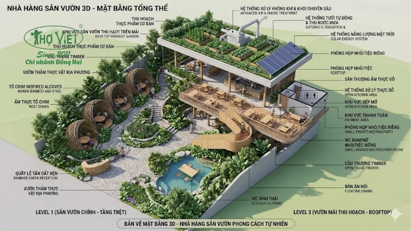 Bản vẽ mặt bằng nhà hàng sân vườn