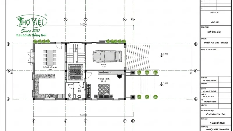 Bản vẽ phổ biến cho tầng hầm nhà phố