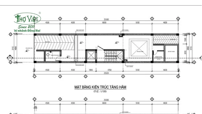 Bản vẽ phổ biến cho tầng hầm nhà phố