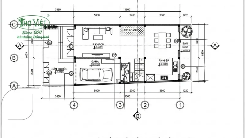 Bản vẽ phổ biến cho tầng hầm nhà phố