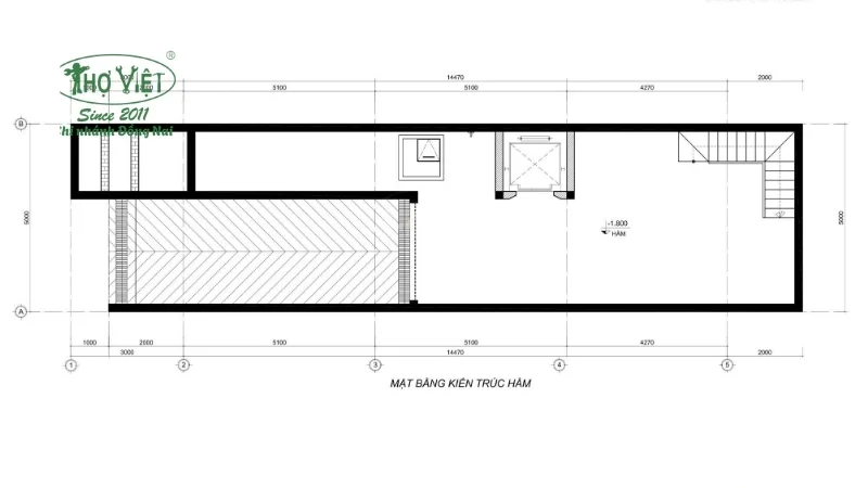 Bản vẽ phổ biến cho tầng hầm nhà phố