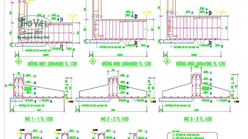 Bản vẽ móng nhà cọc 2 tầng
