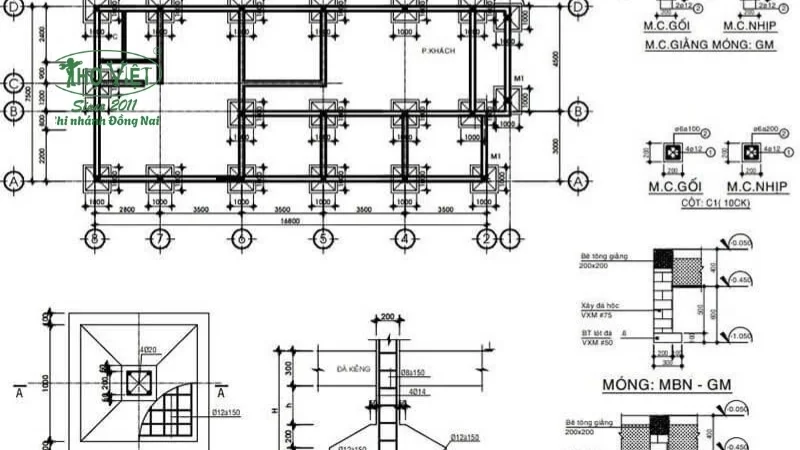 Bản vẽ móng nhà cọc 2 tầng