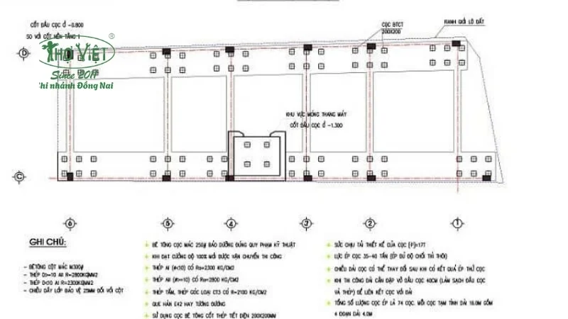 Bản vẽ móng nhà cọc 2 tầng