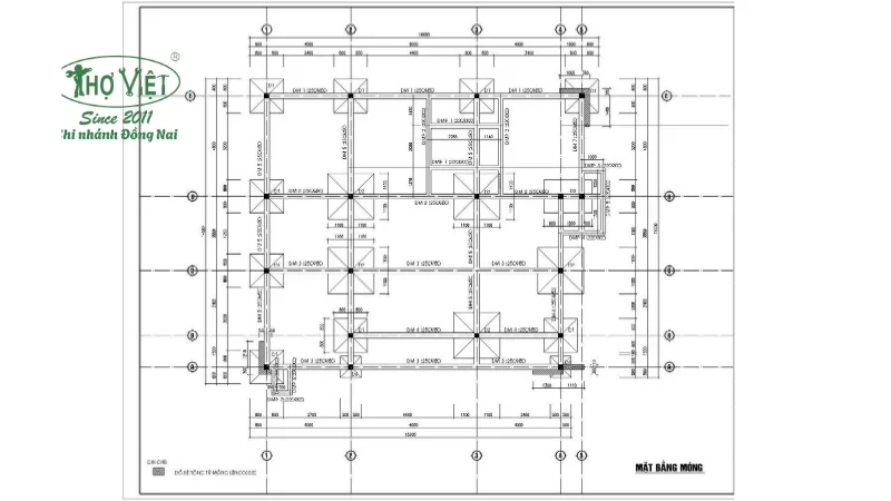 Bản vẽ móng nhà cọc 2 tầng