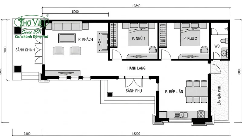 bản vẽ nhà cấp 4 70m2