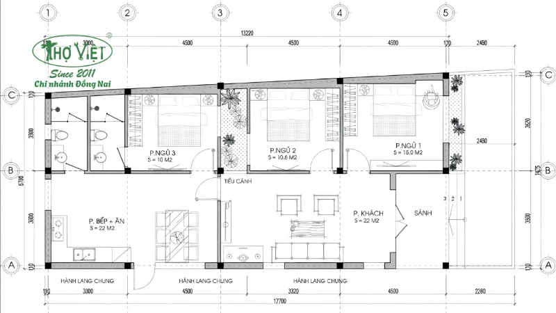 mẫu bản vẽ nhà cấp 4 7x15