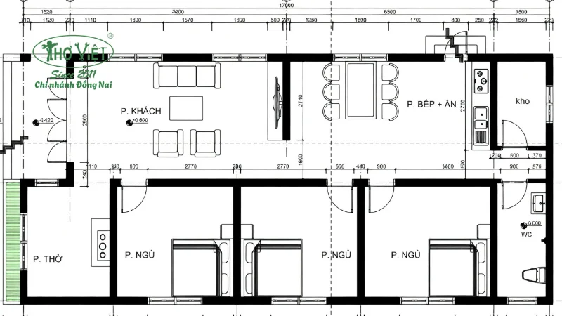 mẫu bản vẽ nhà cấp 4 7x15