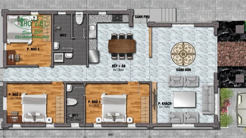 mẫu bản vẽ nhà cấp 4 7x15