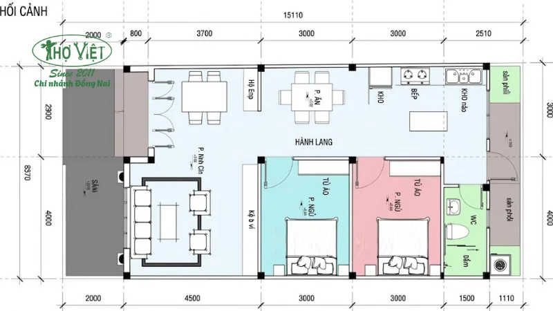 mẫu bản vẽ nhà cấp 4 7x15