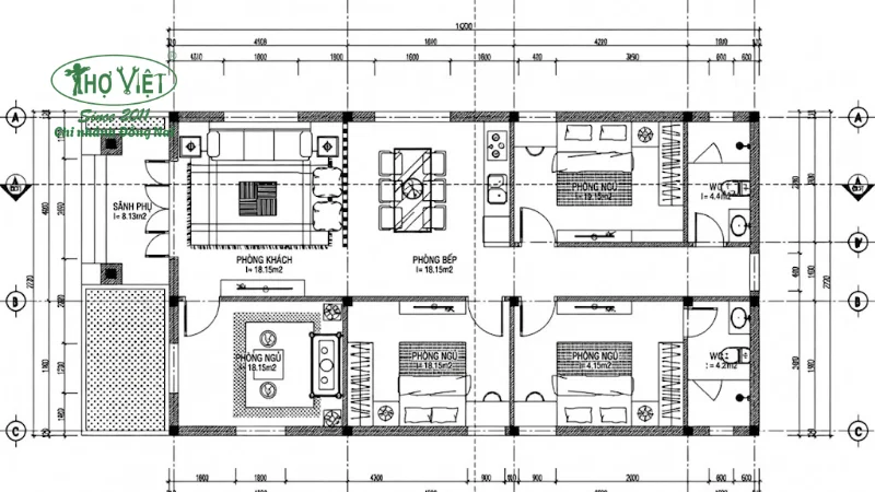 mẫu bản vẽ nhà cấp 4 7x15