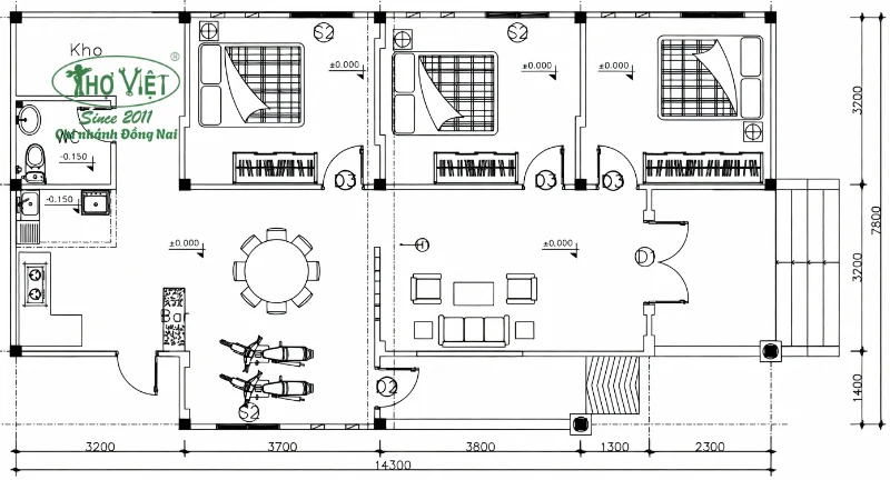 mẫu bản vẽ nhà cấp 4 7x15