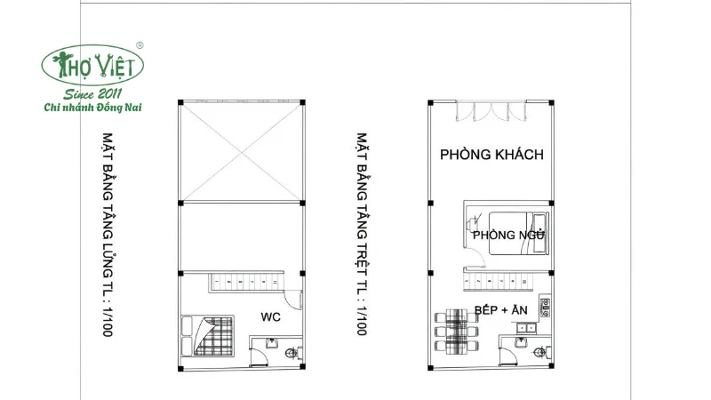 Mẫu bản vẽ nhà cấp 4 có gác lửng 4x12 