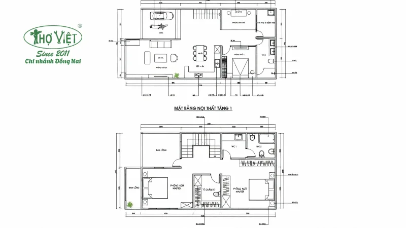 Bản vẽ nhà cấp 4 gác lửng 4x13m