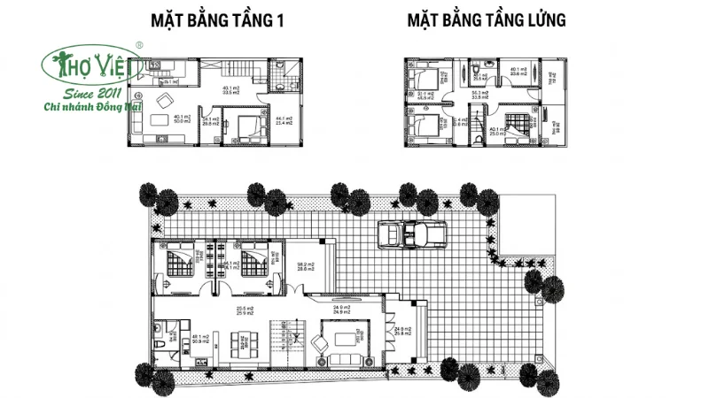 Bản vẽ nhà cấp 4 gác lửng 4x13m