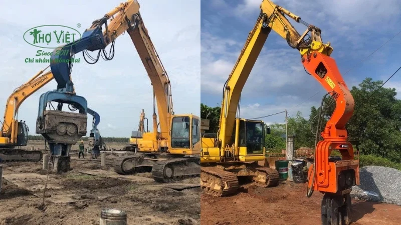 Ép cọc bằng búa rung hoặc búa đóng