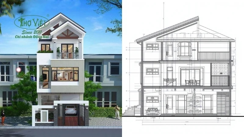 Lưu ý khi thiết kế bản vẽ cad nhà phố 4x16m 3 tầng