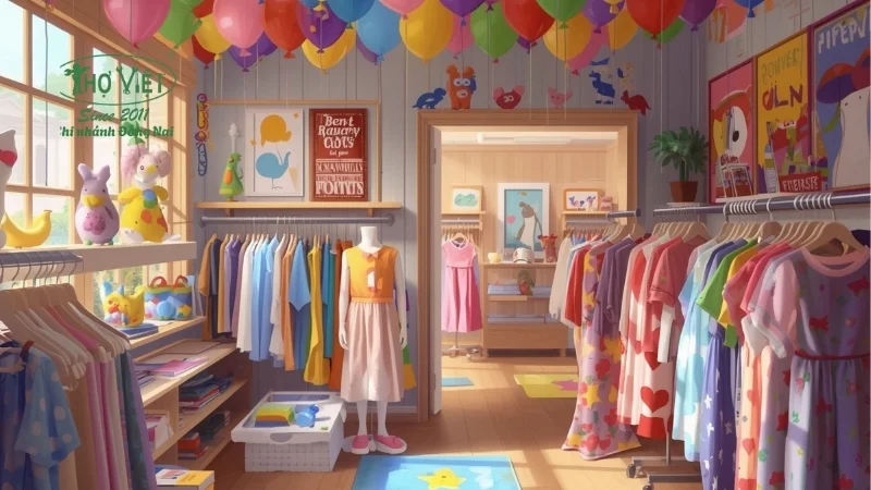 Lưu ý khi trang trí shop quần áo trẻ em