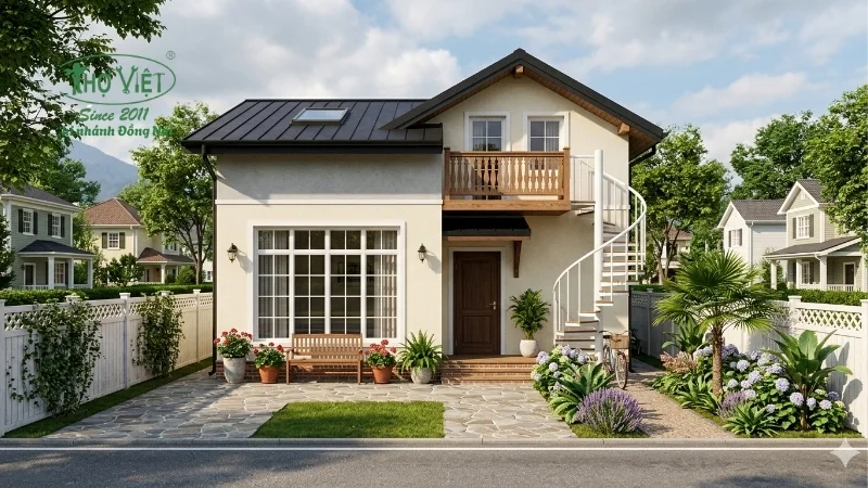 Mặt tiền nhà cấp 4 có gác lửng