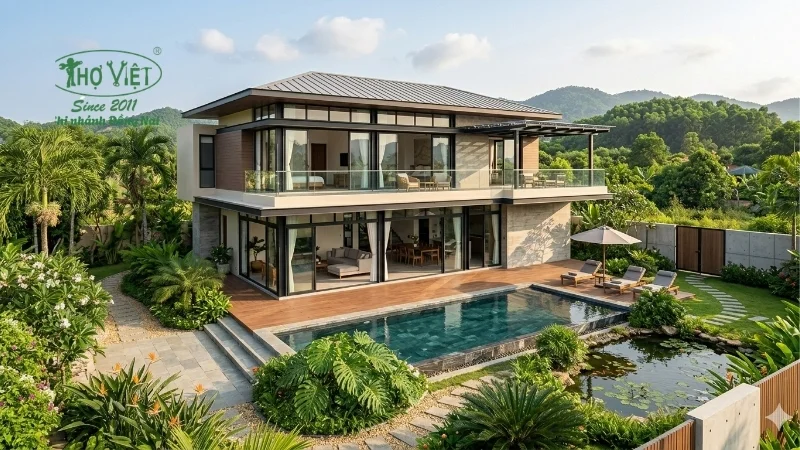 mẫu biệt thự 2 tầng đẹp, đáng xây