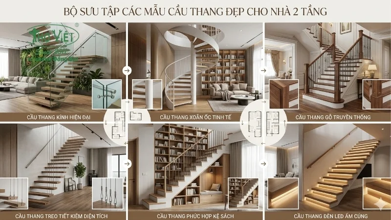 các mẫu cầu thang đẹp cho nhà 2 tầng