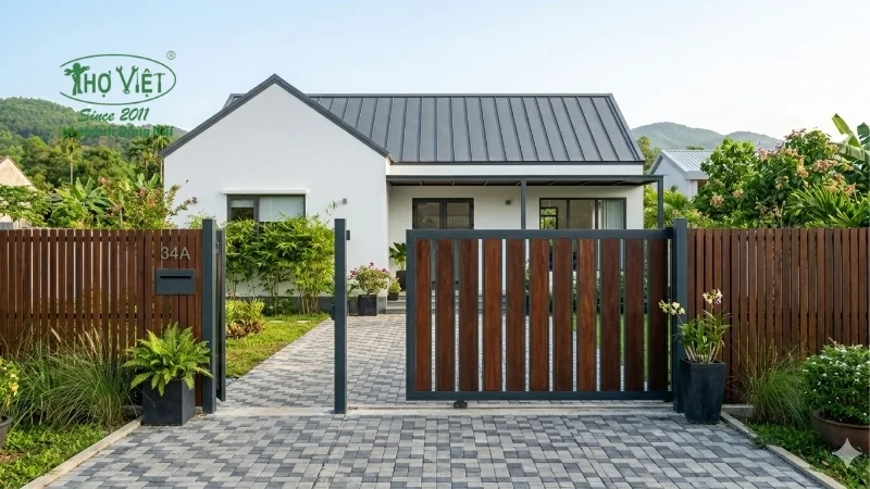 mẫu cổng nhà cấp 4 ở nông thôn bền đẹp