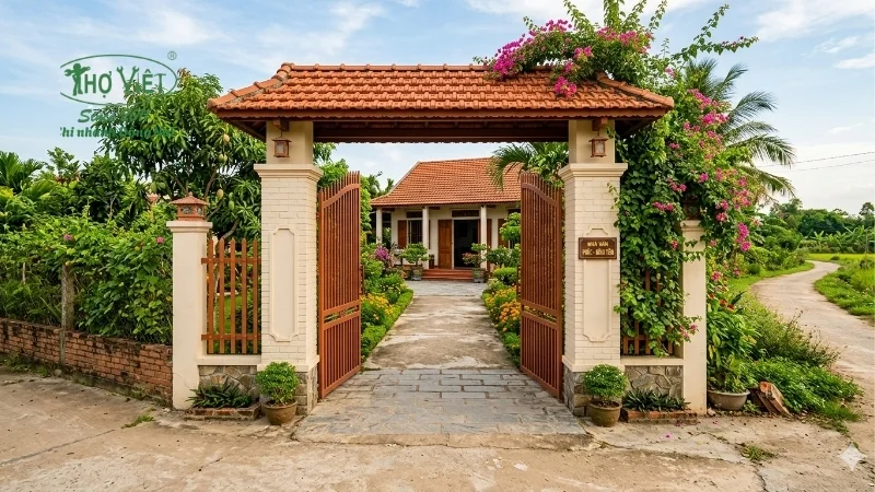 mẫu cổng nhà cấp 4 ở nông thôn bền đẹp