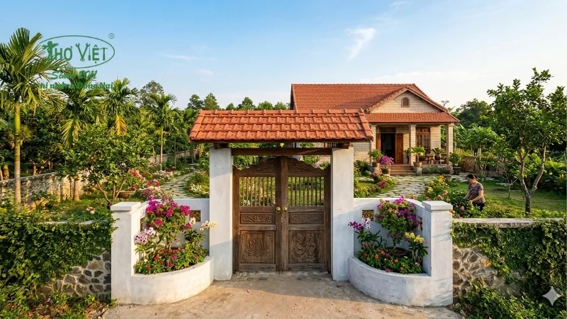 mẫu cổng nhà cấp 4 ở nông thôn bền đẹp