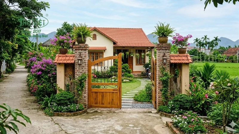 mẫu cổng nhà cấp 4 ở nông thôn bền đẹp