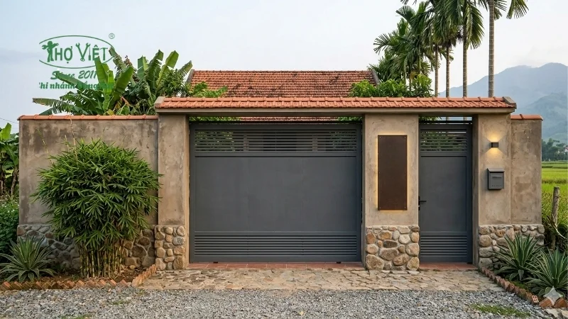 mẫu cổng nhà cấp 4 ở nông thôn bền đẹp