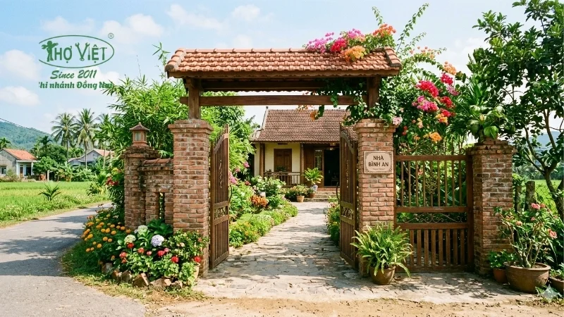 mẫu cổng nhà cấp 4 ở nông thôn bền đẹp