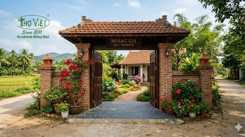 mẫu cổng nhà cấp 4 ở nông thôn bền đẹp