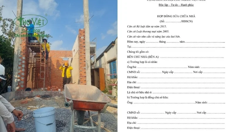 Mẫu hợp đồng sửa chữa nhà ở mới nhất