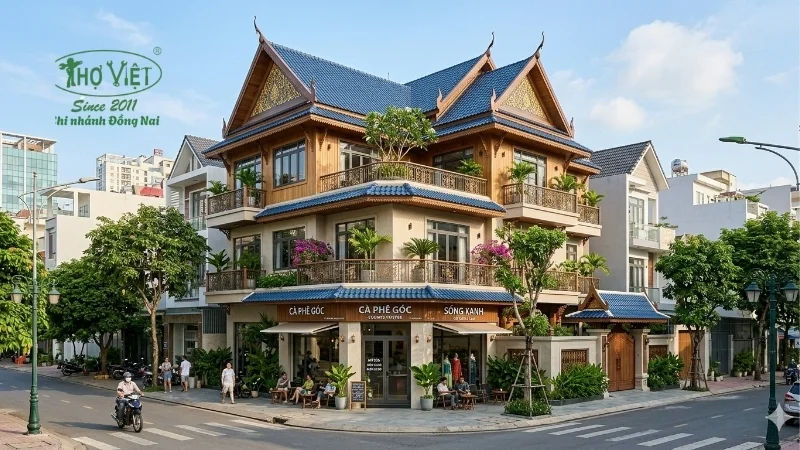 mẫu nhà phố 2 mặt tiền đẹp tiện nghi