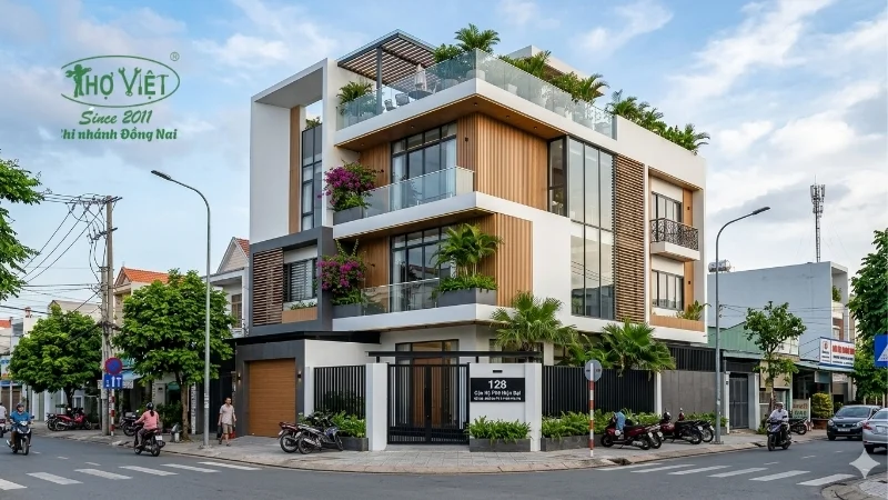 mẫu nhà phố 2 mặt tiền đẹp tiện nghi